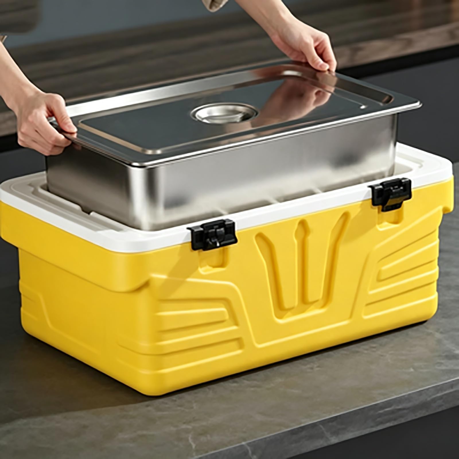 JOSOGO Stainless Steel Insulated Box, Portable Thermal Cooler Box Leakproof for Camping Picnic Travel Food Drinks Storage(1C)
