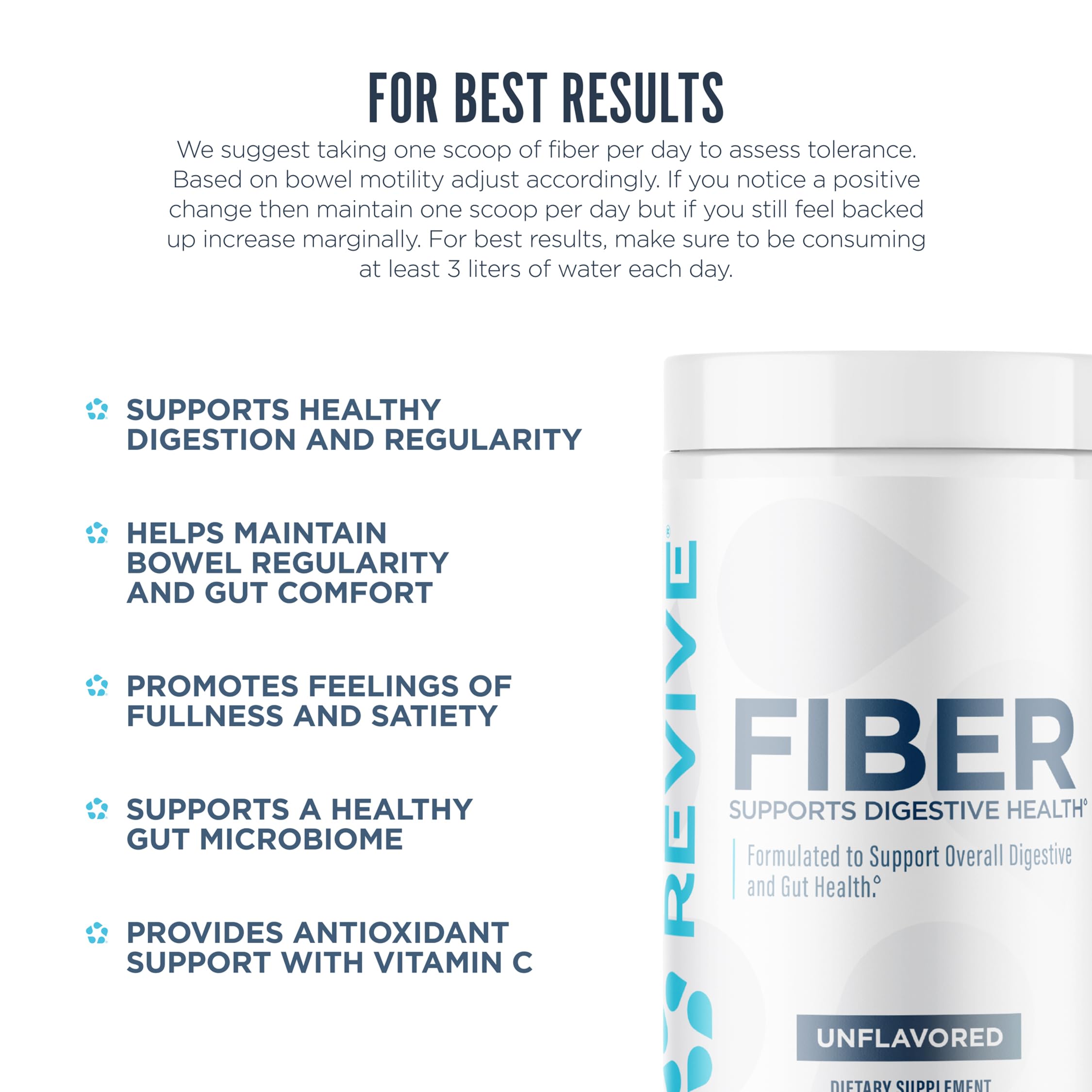 Revive MD Fiber - Digestive Health, Fiber, Psyllium Husk, Oat Flour - 30 Servings (Unflavored)