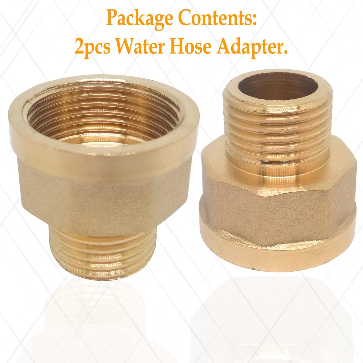2pcs Brass Pipe Fittings Connector,Water Hose Adapter, for Kitchen Bathroom Faucet,G Thread 3/4Inch to 1/2Inch