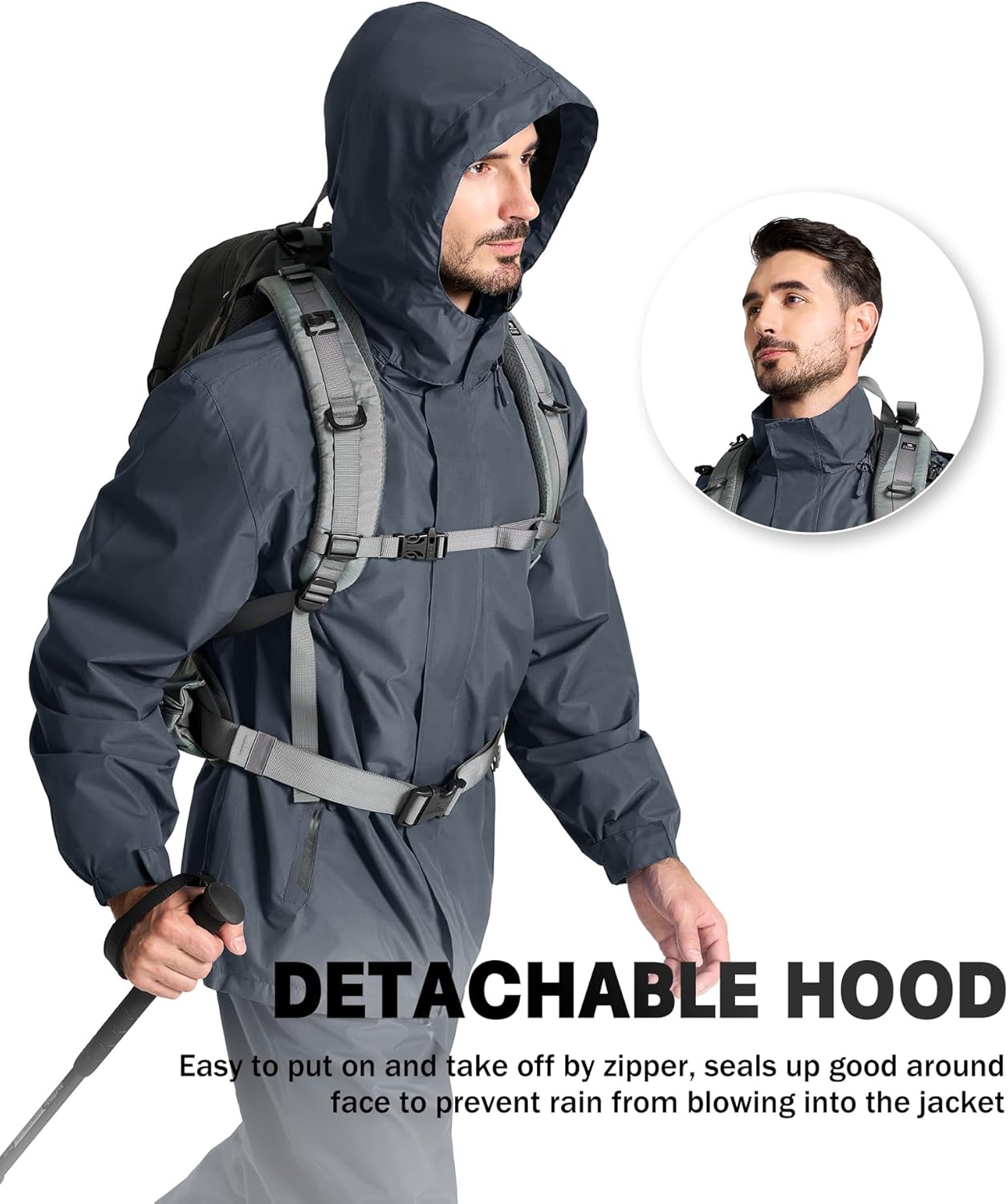 SWISSWELL Rain Suits for Men Waterproof Lightweight Windbreaker Jacket and Pants with Detachable Hood for Golf Hiking Travel - Image 7