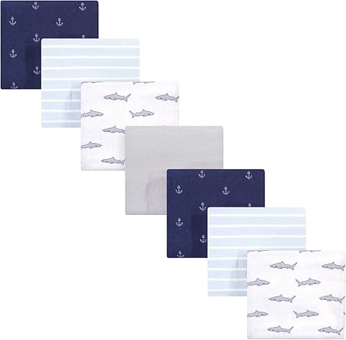 Miniatura 87 de Hudson Baby Paquete de 7 mantas receptoras unisex de franela de algodón para bebé, Dino Friends, talla única Abeja,Azul Verde Dino,Azul