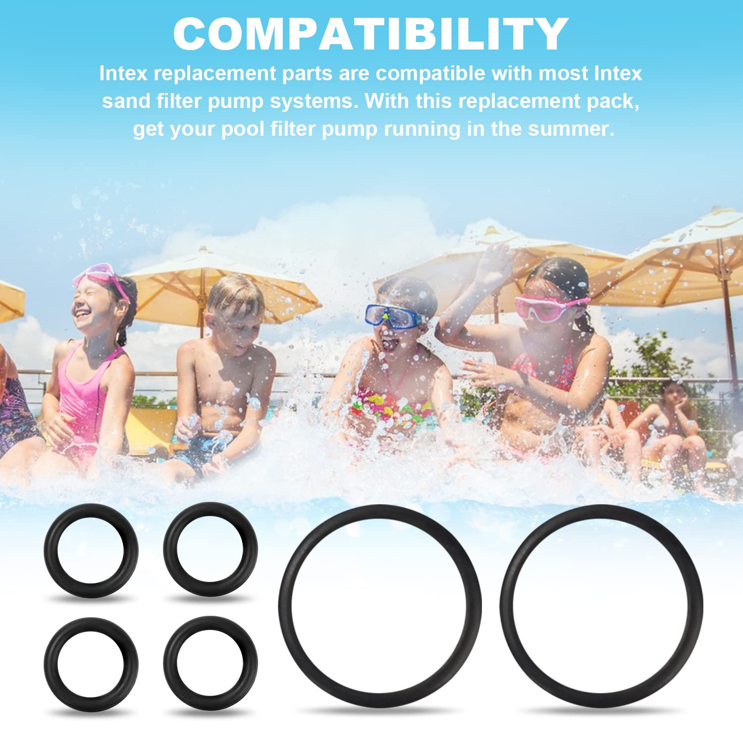 Kit Guarnizioni Di Ricambio Per Pompa Filtro Intex, Valvole E O-Ring Per Modelli 2500 GPH, Parti Di Ricambio Per Manutenzione Piscina - 3