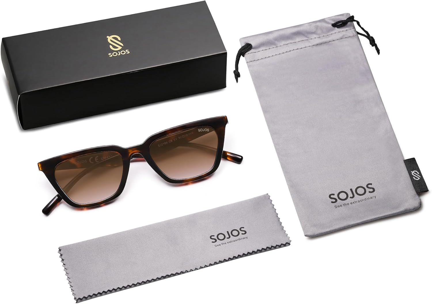 SOJOS Polarized Narrow Square Cateye Sunglasses for Women Retro Trendy Driving Glasses SJ2169 - Image 6