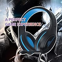 Vista 7 de MH601 Auriculares azules con micrófono Auriculares con cable con micrófono de cancelación activa de ruido, auriculares estéreo Jack de audio