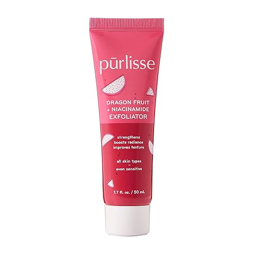 Pürlisse - Exfoliante facial de fruta de dragón + niacinamida, lavado facial exfoliante para brillo y textura mejorada, fortalece la barrera