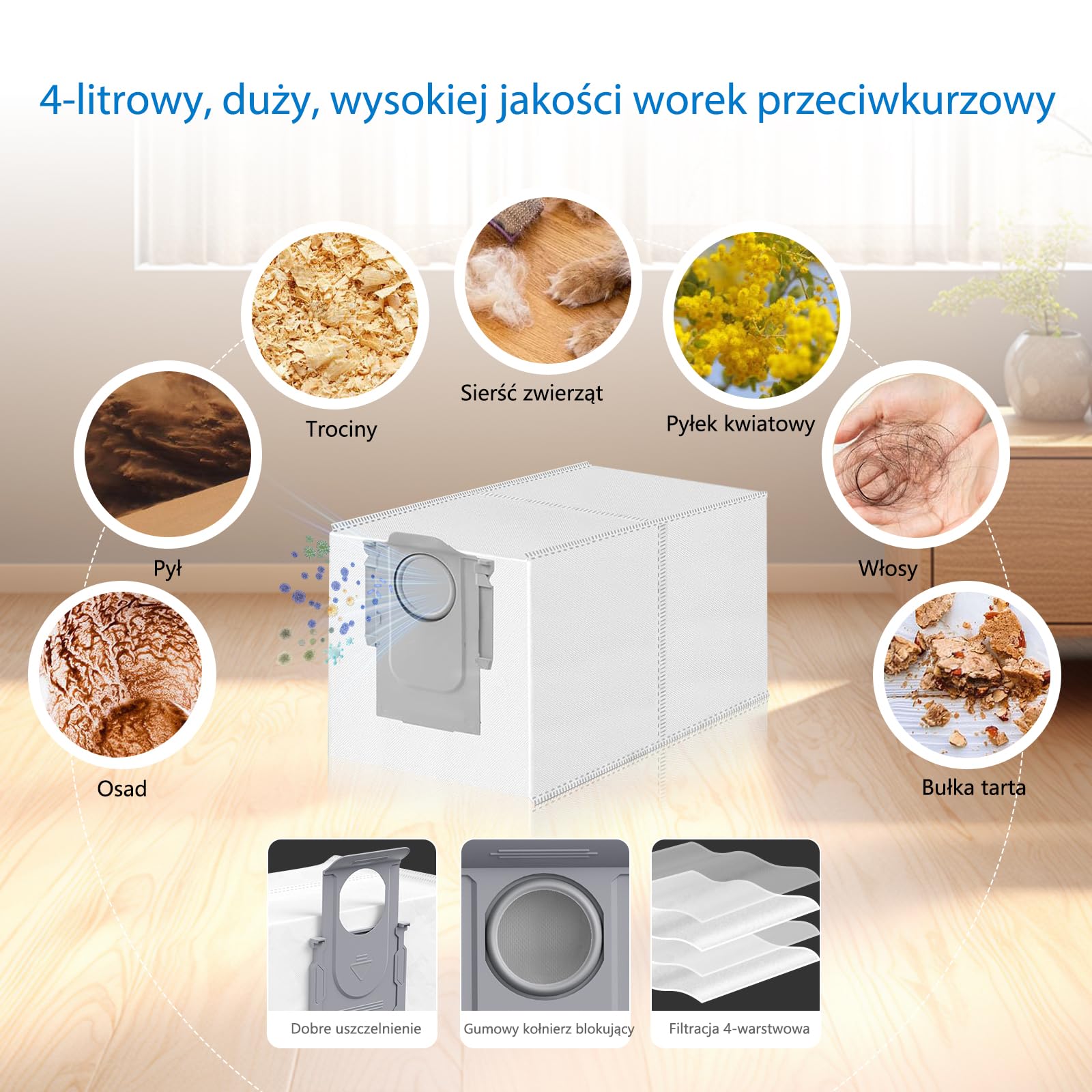 QV 35A zestaw akcesoriów do Roborock QV 35A / QV 35S / QR 598 / QR 798 odkurzacz automatyczny, części zamienne, 1 szczotka główna, 6 filtrów, 6 podkładek do wycierania, 6 szczotek bocznych, 6 worków