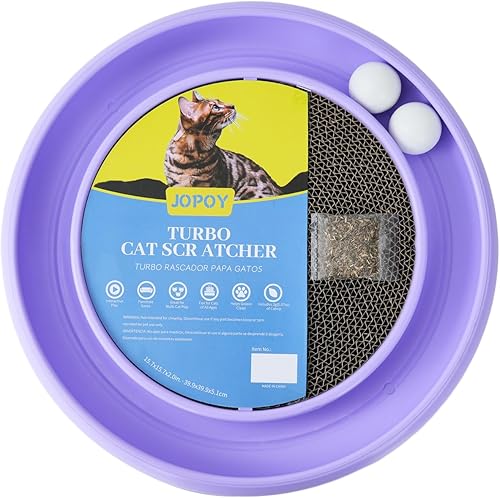 Miniatura 1 de Rascador interactivo para gatos con dos bolas giratorias, almohadilla duradera para juegos en interiores, sisal morado ecológico, juguete para gatos
