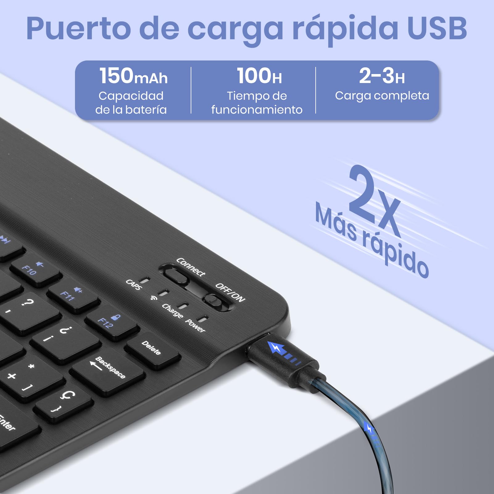 Funda con Teclado para Samsung Galaxy Tab A11 Plus/A9+ 11“ 2025/2023 (SM-X310/X315/X236), Teclado Bluetooth inalámbrico Desmontable con Funda Protectora, para la Tablet Samsung A11+ (Negro)