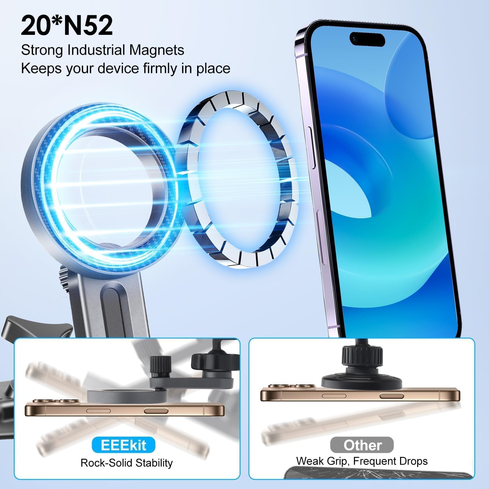 EEEKit Magnetyczne gniazdo na CD uchwyt na telefon, 20 silnych magnesów, odtwarzacz CD, uchwyt samochodowy na telefon do etui Magsafe i wszystkich smartfonów