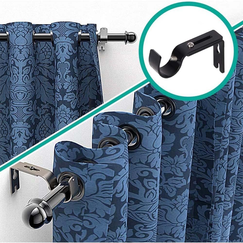 2 Pcs Curtain Rod Bracket Black Metal Heavy Duty Curtain Rod Brackets Adjustable Curtain Rod Holder Curtain Rod Hanging Brackets Wall Mounted Curtain Holder with Screws for Drapery Poles - Image 3