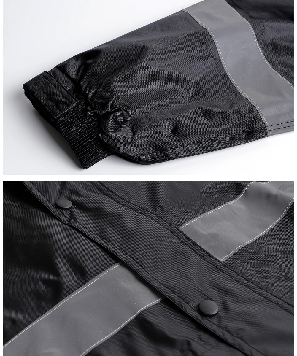 Herren Regenanzug mit Kapuze Reflektierender Winddicht Regenjacke und Regenhose Wasserdichter Arbeitskleidung Jacke und Hose Set für Herren