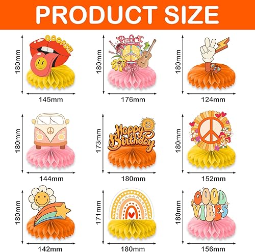 Miniatura 2 de 9 piezas de centros de mesa con temática de panal de abeja hippie y retro, decoración de mesa de margaritas, decoración de mesa, regalos para niños,