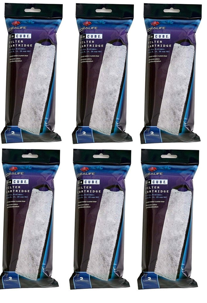 Cartouche filtrante Coralife BioCube pour aquarium en lot de 2 x 6 pièces