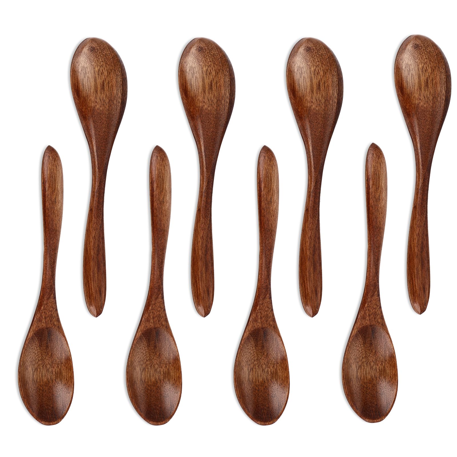 Prasacco 8 Pieces Small Wooden Spoons, 5.7 Inch Tiny Wood Spoons Honey Spoons for Tea Mini Wooden Spoons Tasting Spoon Wooden Soup Spoon Serving Spoon for Coffee Tea Jam Bath