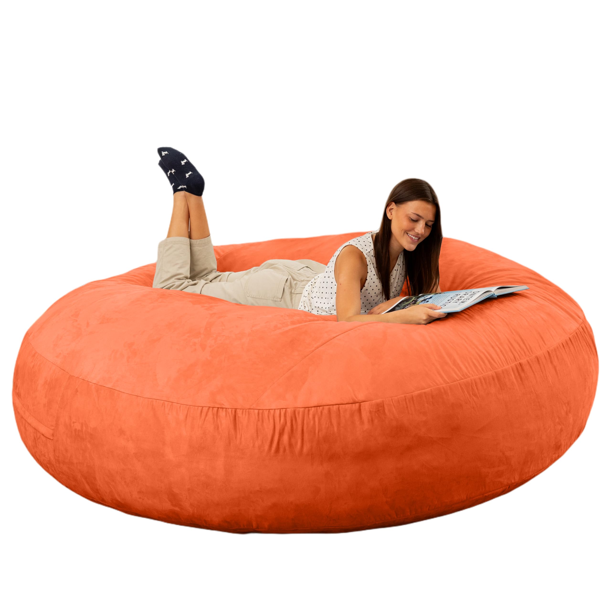 Jaxx 6 Foot Cocoon - 2-in-1 Convertible Bean Bag Bed & Large Bean Bag Chair for Adults, Mandarin
