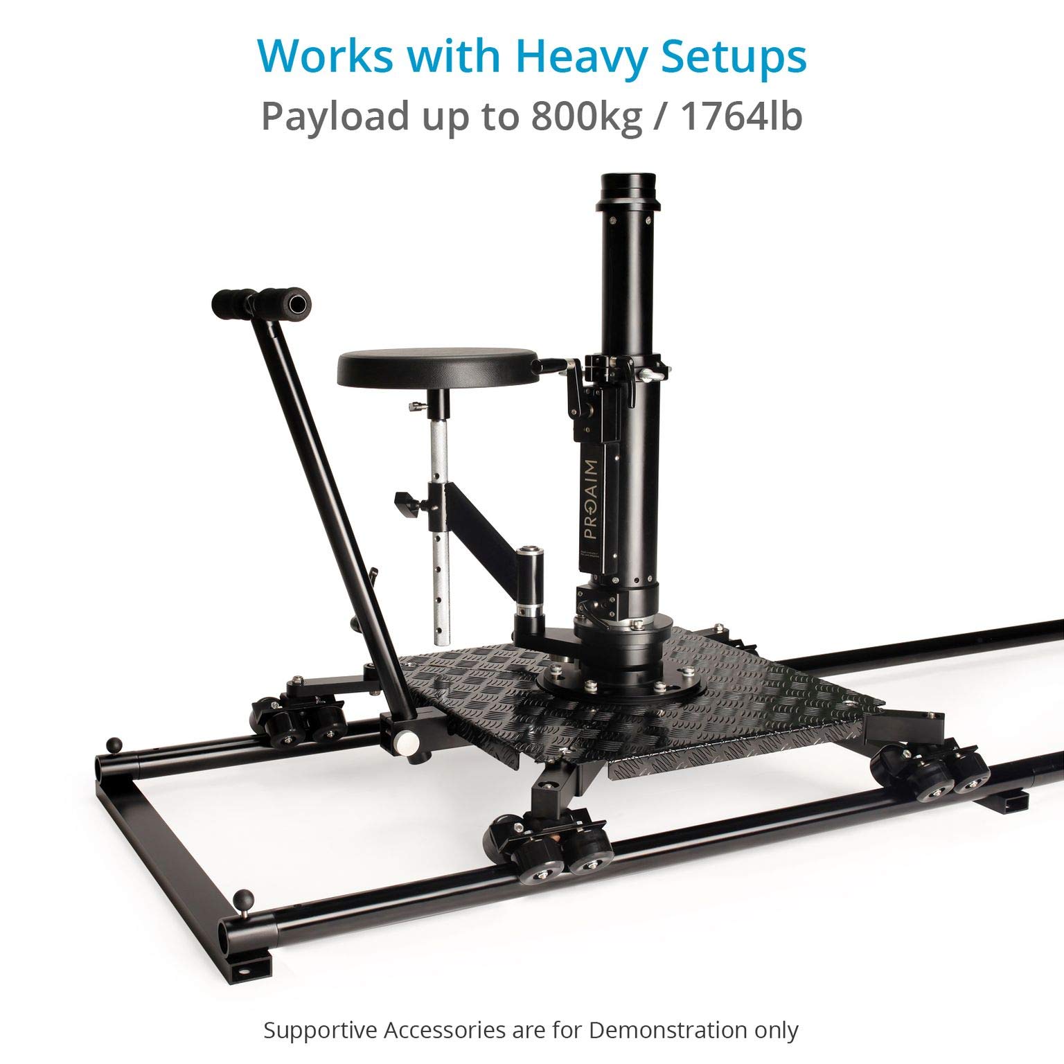 Proaim Riel Reforzado de 4,9 m para Dolly de Cine y Vídeo | Separación central de 62,2 cm, soporta hasta 800 kg y cuenta con secciones de riel extensibles y plegables.