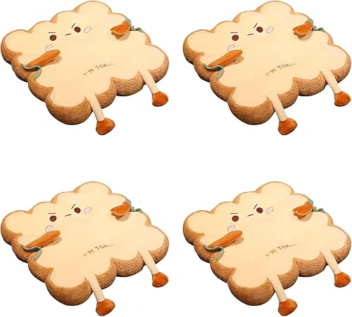 Miniatura 8 de Cojín de pan tostado con expresión agraviada, cojín de felpa Kawaii divertido de peluche para oficina, dormitorio, asiento, cojín de felpa regalo