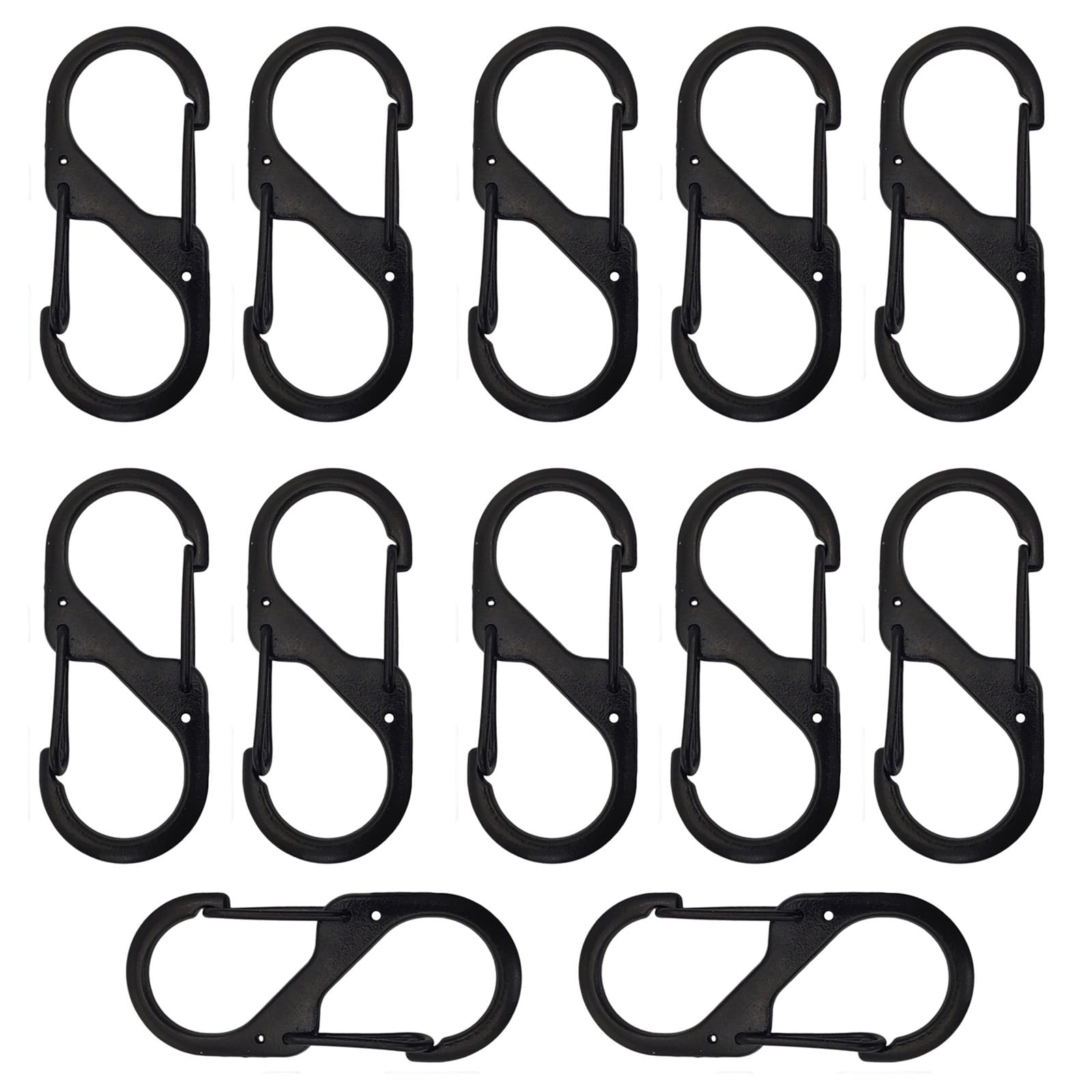 Ethlomoer Black Large Zipper Lock 12 Pack Colorful Lock Clips,Theft Deterrent Dual Opening Zipper Clips With Quick Disconnect Carabiner For Luggage And Backpacks - Small Carabiner Keyring Clip (Black Large)