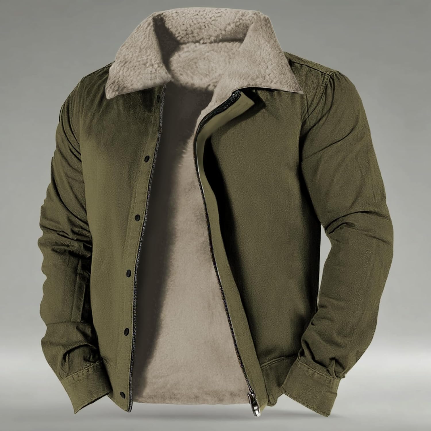 Western Jackets For Men 2025 Casual Long Sleeve Sherpa Fleece Vintage Ethnic Print Fashion Cowboy Warm Zip Up Coats - Image 2