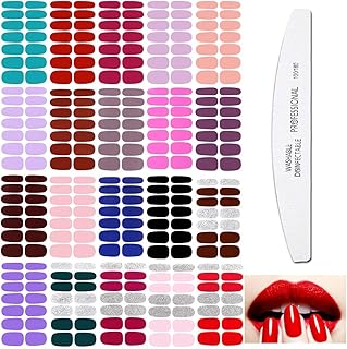 20 Pcs Solid Nail Polish Strips, Self Adhesive Solid Nail Stickers And 1 Nail File Kit 14 Tips Per Sheet Glitter Fingernail Stickers gel nail strips Wraps For Women And Girls DIY Manicure