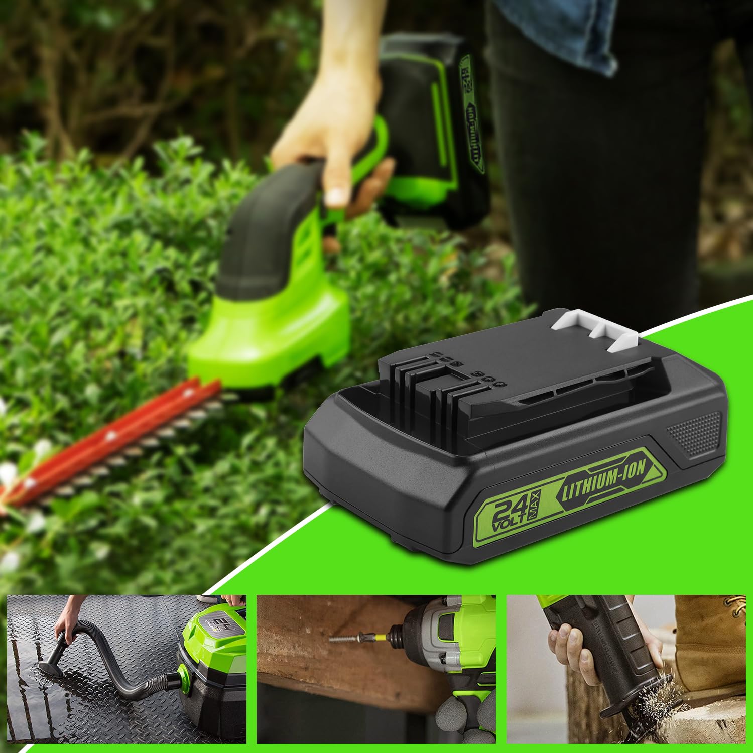 Energup 2X 24V 3.5Ah Batterie Remplacement pour Greenworks 24V Batterie | Compatible avec Greenworks Batterie G24B2 G24B4 29842