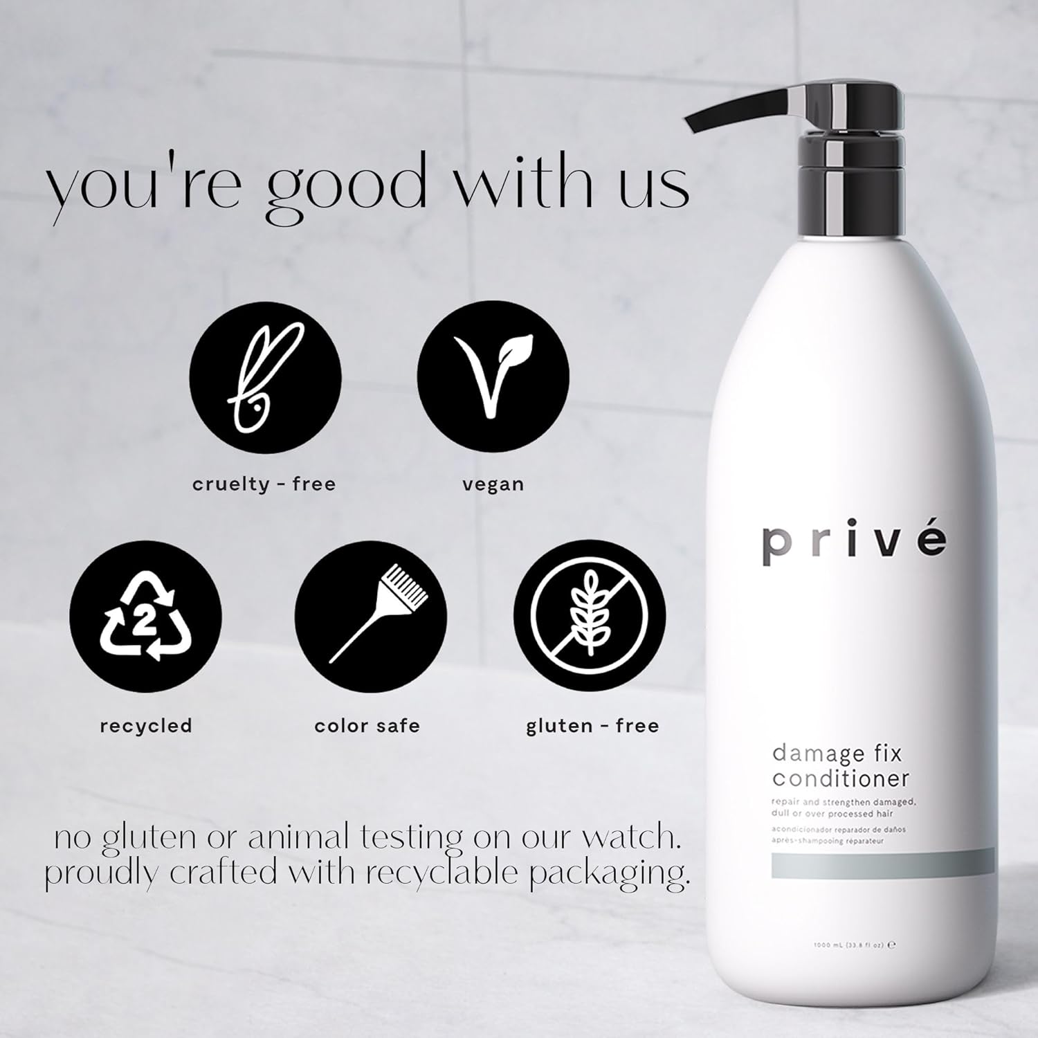 Prive Damage Fix Conditioner - Repairs Dry and Over-Processed Hair from Within Protects Future Additional