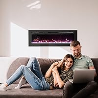 Vista 8 de Chimenea eléctrica independiente de 50 pulgadas, 12 colores de llama, potencia y temperatura ajustable, control remoto