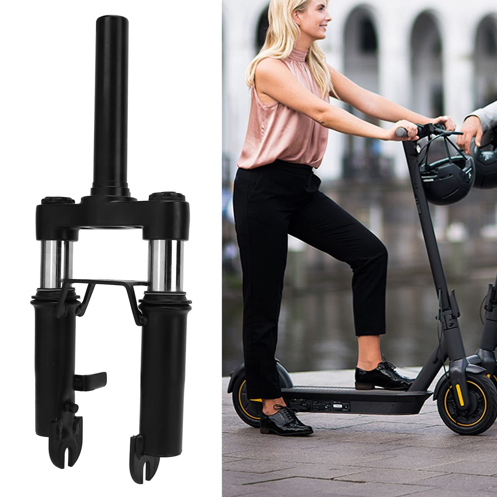 Elektroroller Vorderradgabel, Scooter Gabel, Aluminiumlegierung mit Fußständer Scooter Vorderradgabel Elektroroller-Vorderradgabel für Elektroroller-Ersatz