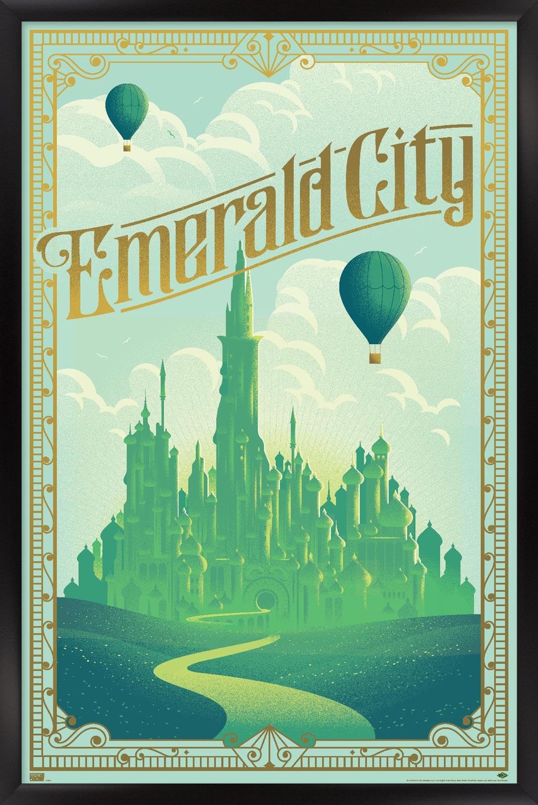 Wicked - Emerald City Wall Poster, 34L" x 22.4W", Black Framed Version