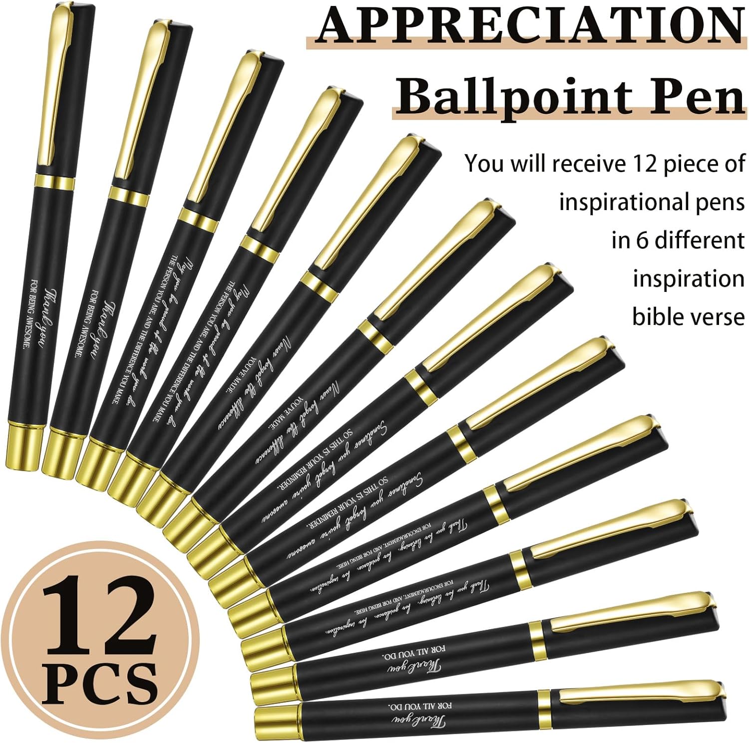 Qilery 24 Pcs Employee Appreciation Gift Set Bulk 12 Thank You Notebooks Notepads 12 Inspirational Ballpoint Pens for Thank You Motivational Coworker Teacher Gift(A6)