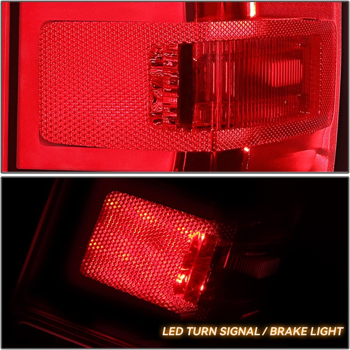 DNA MOTORING TL-ZTL-002E-RD Pair of LED Tail Lights Brake Lamps Compatible with 15-19 Silverado 2500 HD 3500 HD/Sierra 3500 HD,Red Clear Lens
