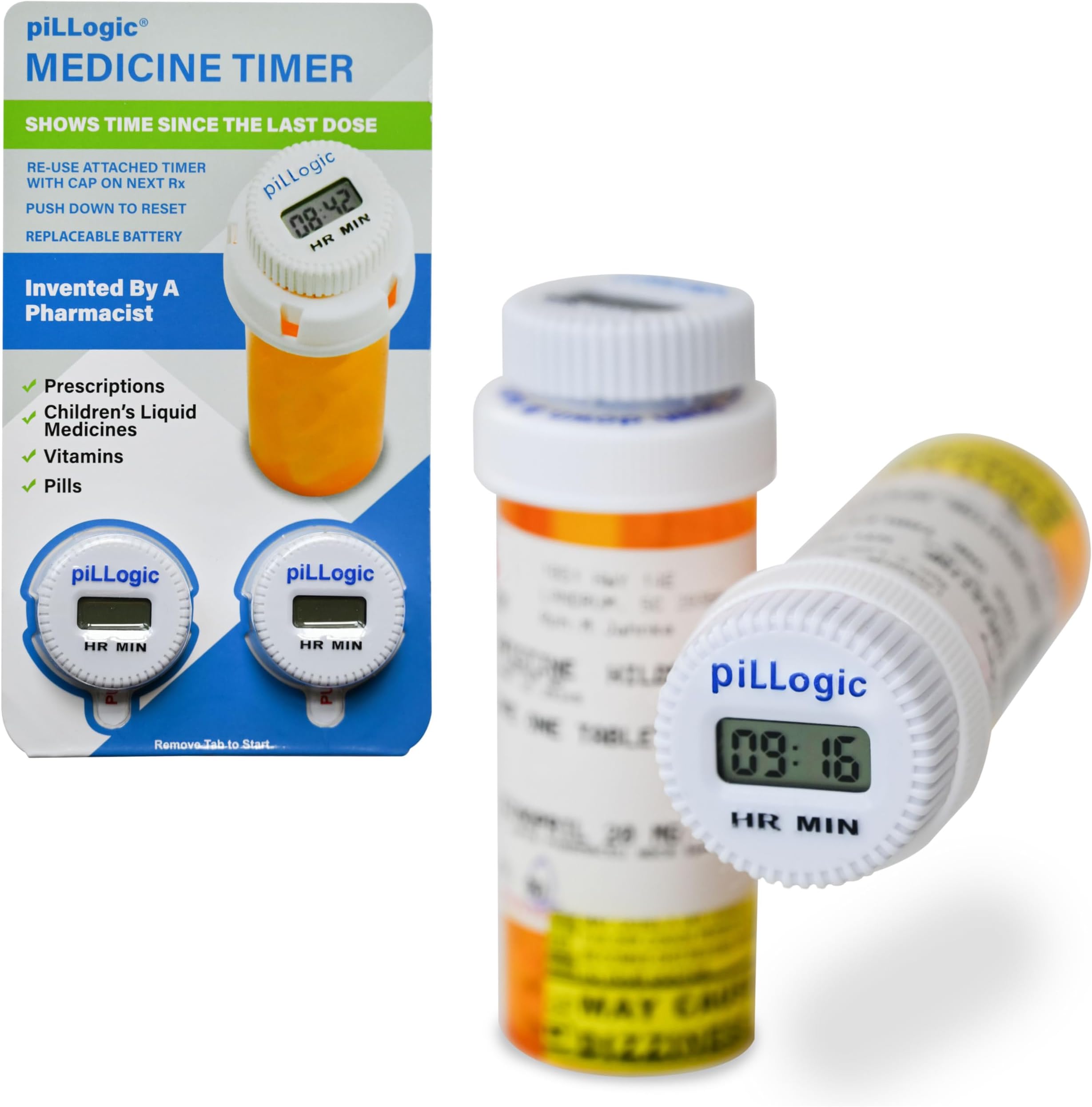 Medicine Timer-Medication Tracker-Pill Reminder for Prescriptions and Children's Liquid Medicine-Easy to Use