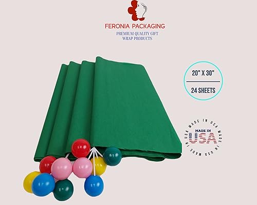 Miniatura 8 de Cuadrados de papel de seda verde esmeralda, 24 hojas a granel, papel de regalo premium y suministros de arte para cumpleaños, vacaciones o regalos