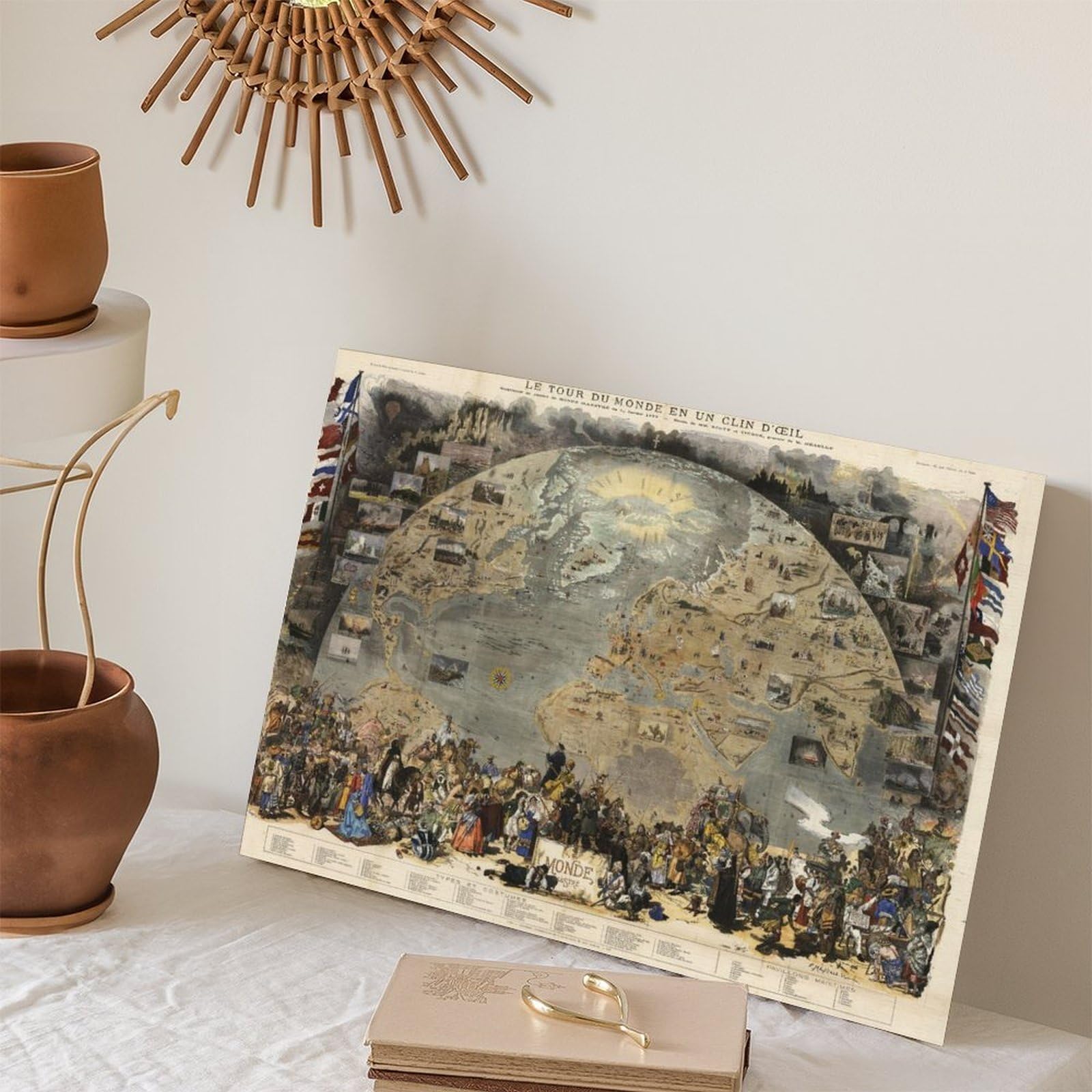 Alte Weltkarte 1876 – Eine Tour der Welt aus Le Monde – Erkundung Geschichte des 19. Jahrhunderts Kolonialismus Poster Schlafzimmer Leinwand Dekor Druck Wandkunst Offic