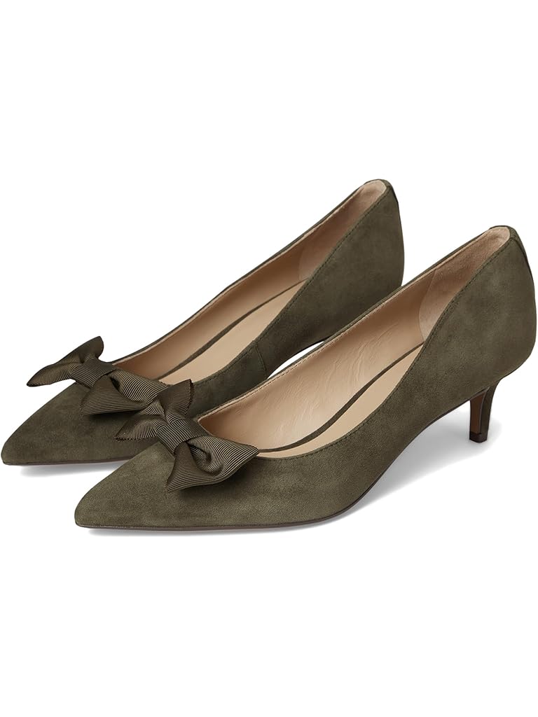 Olive Lauren Ralph Lauren Adrienne Bow-Trim Suede Pumps