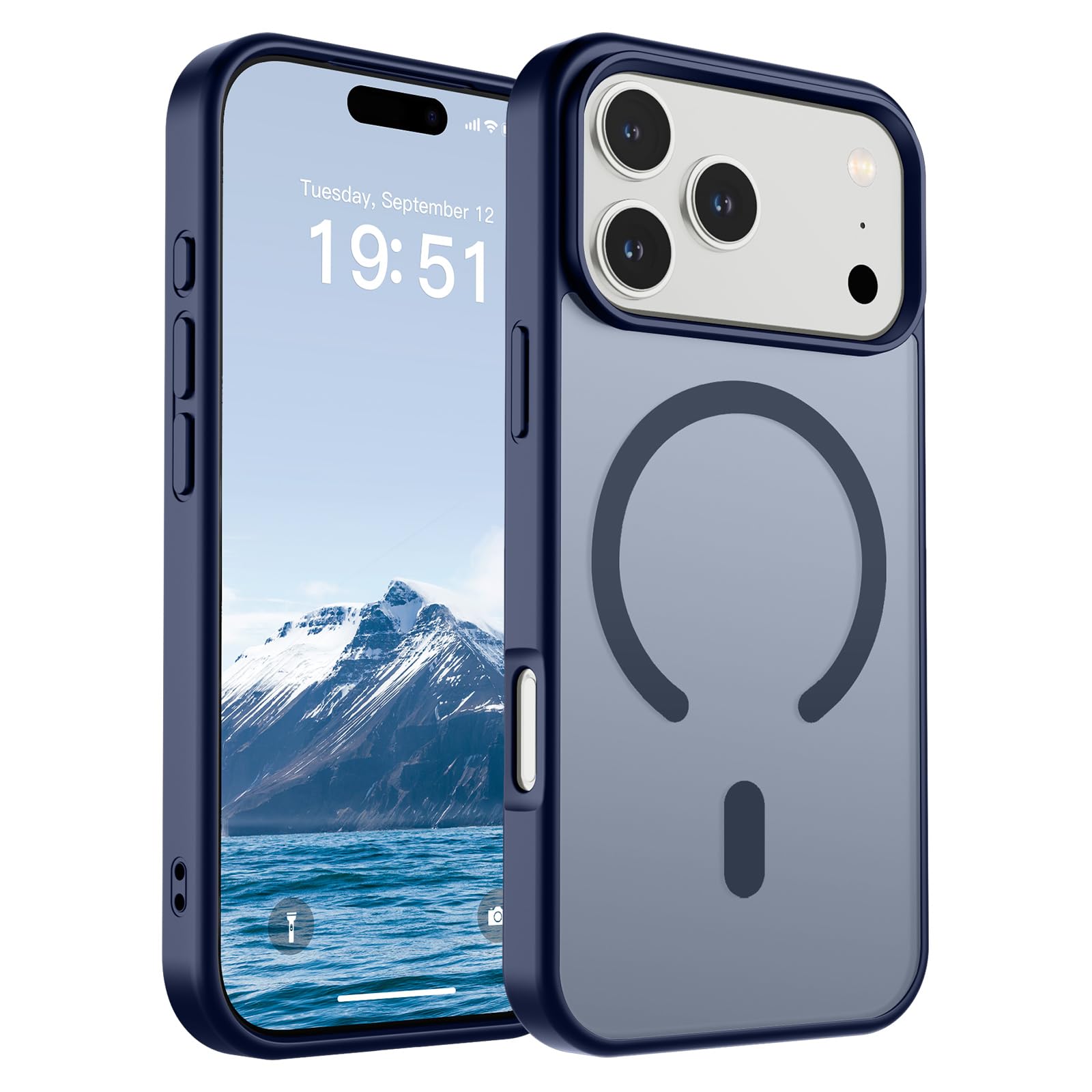 SUPFINE Magnetic for iPhone 17 Pro Case (Compatible with MagSafe)(Military Grade Drop Protection) Translucent Matte Shockproof with Anti-Fingerprint Phone Cover 2025,Navy Blue