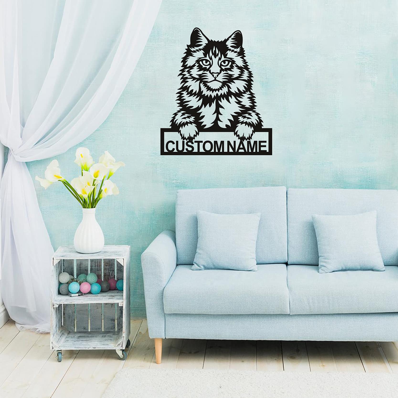 Insegne personalizzate in metallo con gatto Maine Coon | Targa
