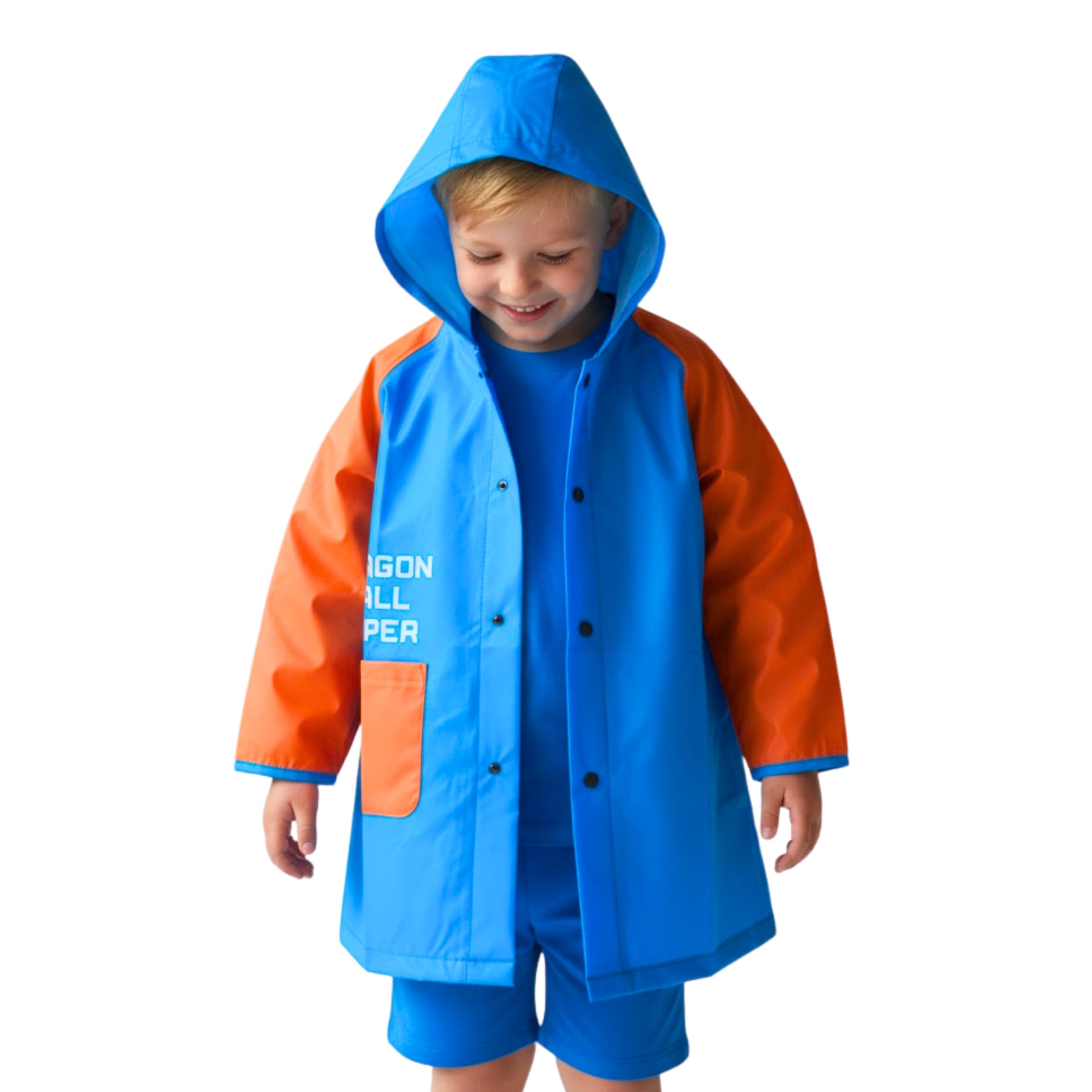 Dragon Ball Z Chubasquero Impermeable para Niños, Lluvia Chaqueta Impermeable con Capucha para Niños, Tallas 4 a 8 Años