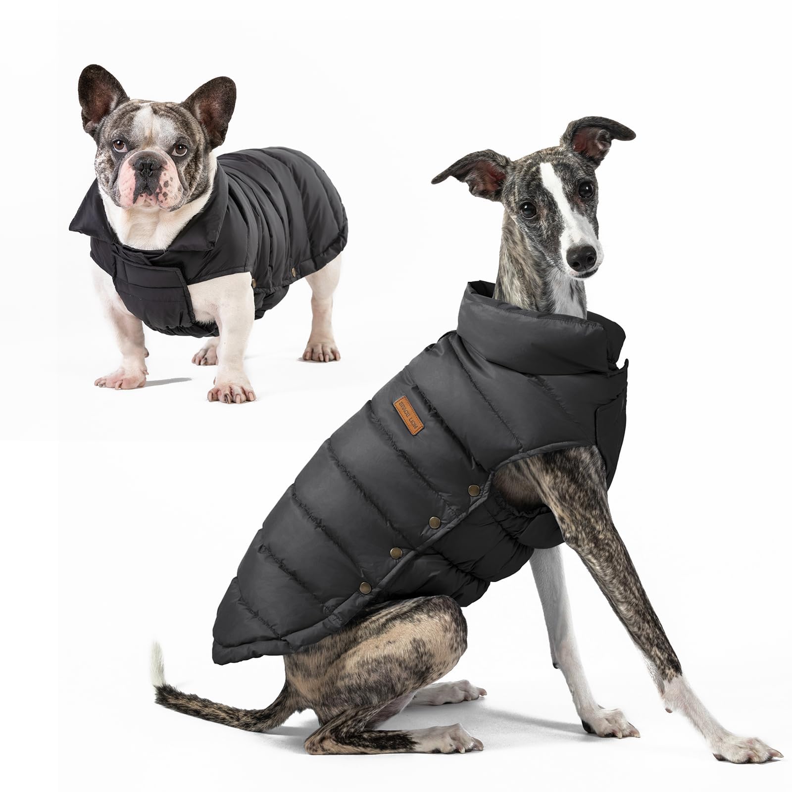 SPACE LION Dog Puffer Jacket, Down Winter Coat, Durable Outdoor Coat for Cold and Windy Conditions, Lightweight & Adjustable Fit Coats for Small &