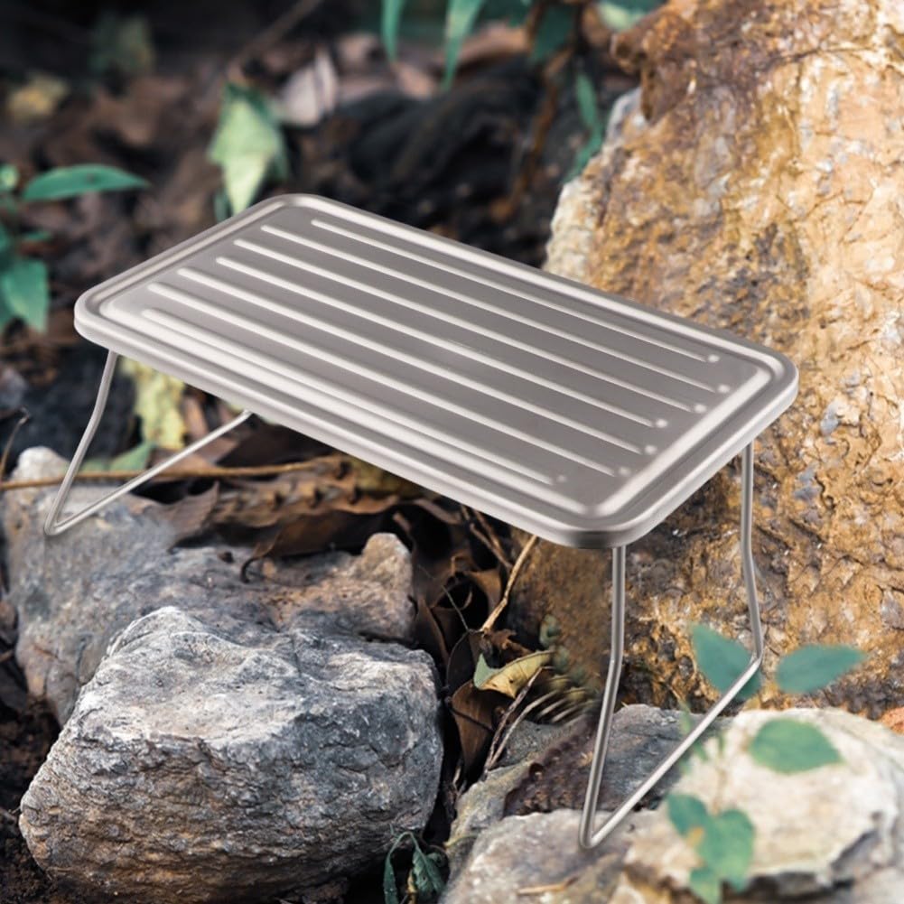 Parrilla plegable portátil para camping y senderismo, acero inoxidable ligero, ideal para cocinar al aire libre y aventuras a la parrilla