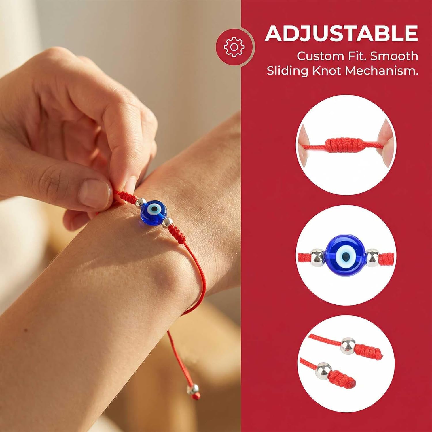 Evil Eye Protection Bracelets for Women, Vanlentines Day Gifts, Adjustable Red String Couple Gifts Lucky Amulet Bracelets with Blue Turkish Evil Eye Bead For Girlfriend Boyfriend - Image 3