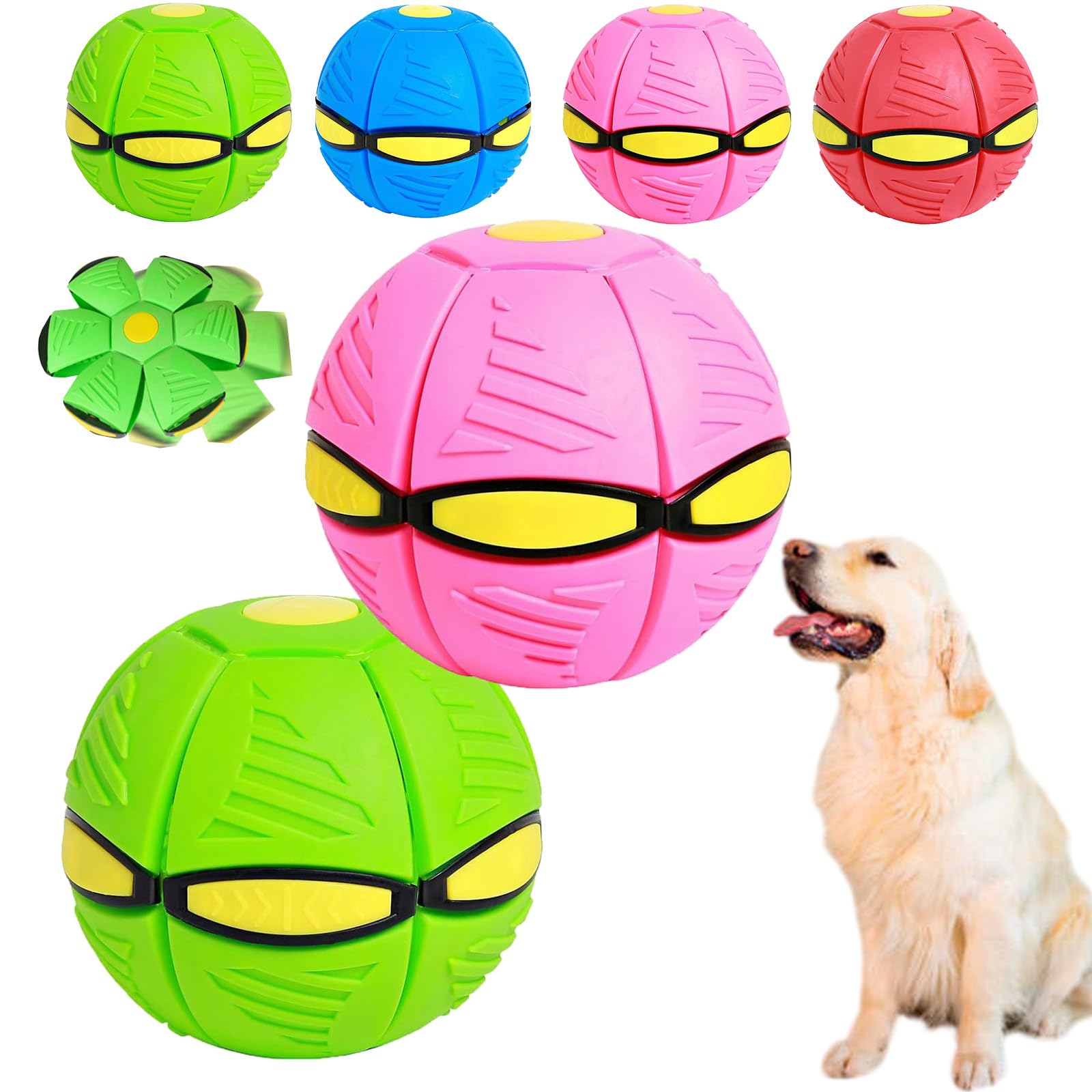 The Doggy Disc Ball | Ascribei Doggy Disc Ball | Treebarks Bounce Pop Ball | Tree Barks Bounce Pop Ball | Doggy Disc Ball for Small Dogs | Ascribei Ball Dog Toy for Dogs Games (6 Light, 2pcs-D)