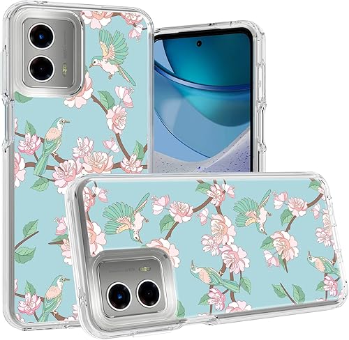 Funda compatible con Motorola Moto G 5G 2023, funda original floral Moto G 5G con diseño híbrido 2 en 1, carcasa de policarbonato TPU fuerte