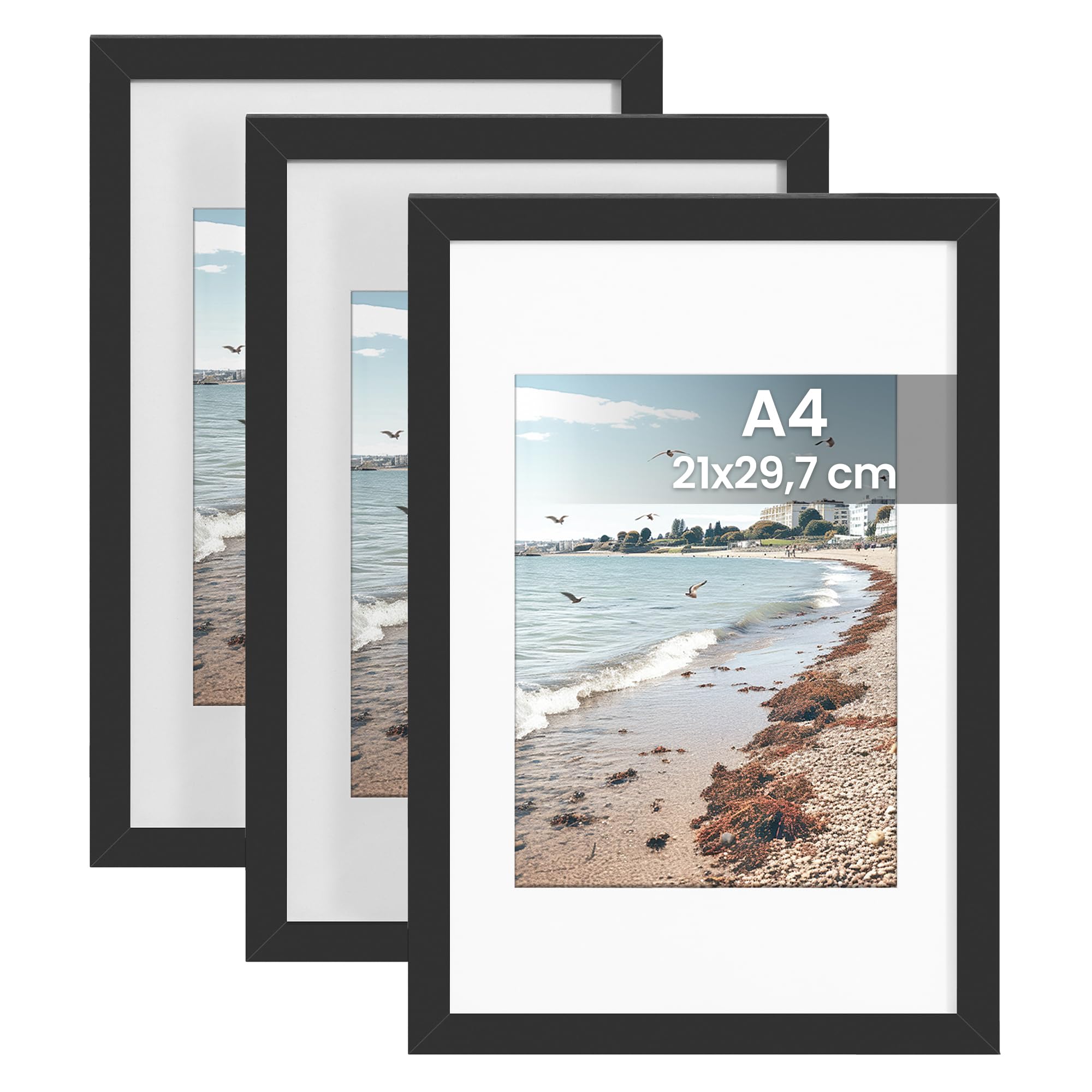 SONGMICS A4 Frame, Set of 3 Picture Frames, Wall Hanging, Black