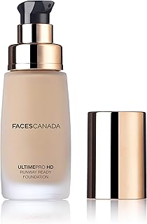 Faces Canada HD Runway Ready Foundation, Red Orange Extract & Gold particles, High Coverage, Oil-Free, Flawless Radiance, Vegan & Cruelty Free, Paraben Free, Ivory 01 (Beige), 1.01 Fl Oz