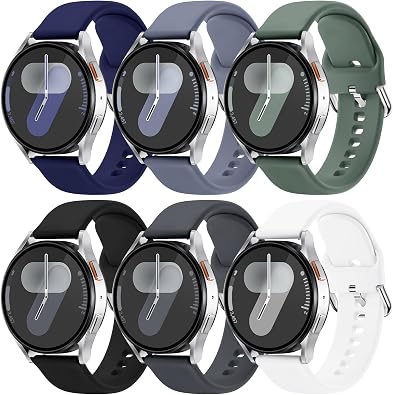 Acextro 6 Pack Bands Compatible with Galaxy Watch 7 6 5 4 Band 40mm 44mmGalaxy Watch 6 4 Classic Band 43mm 47mm 46mm 42mm Watch 5 pro 45mm Active 2, Soft Silicone Sport 20mm Watch Band Women Men