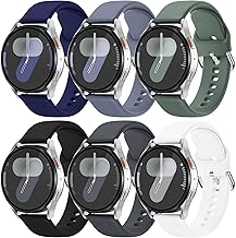 6 Pack Bands Compatible with Galaxy Watch 7 6 5 4 Band 40mm 44mm丨Galaxy Watch 6 4 Classic Band 43mm 47mm 46mm 42mm 丨Watch 5 pro 45mm 丨Active 2, Soft Silicone Sport 20mm Watch Band Women Men
