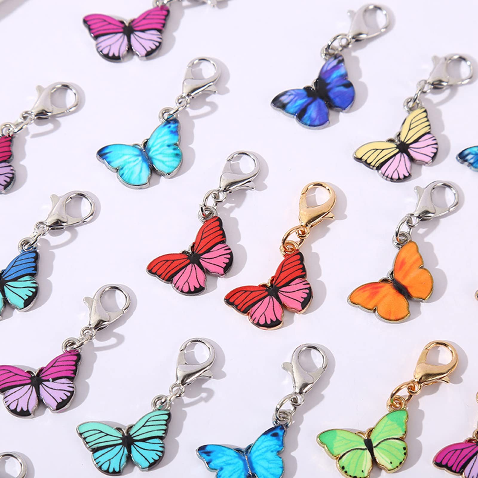 16Pcs Butterfly Shaped Stitch Marker Charms Alloy Locking Stitch Marker Clasps Crochet Stitch Marker Clip Assorted Color