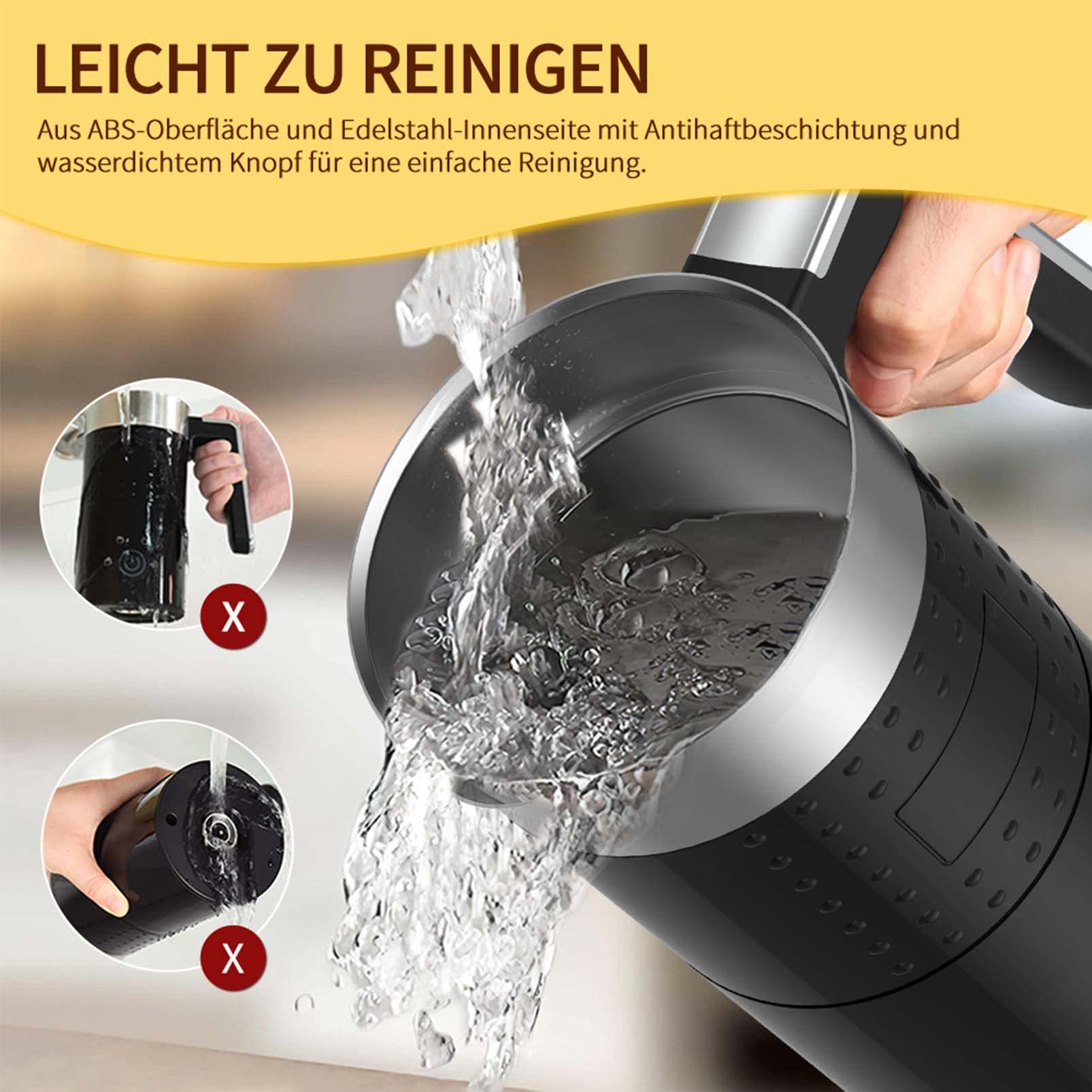 Mousseur à Lait Electrique 4 en 1 - Mousseurs à lait Automatiques Grande Capacité 300 ml Silencieux Pour mousse de Lait Chaude et Froide Chocolat Chaud Latte Cappuccino Macchiato