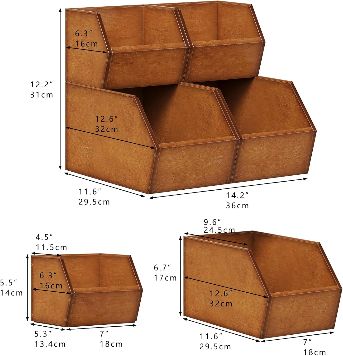 2 Set Bamboo Pantry Storage Bins Wood Stackable Baskets Potato and Onion Storage Bins Fruits Vegetable Bread Organization for Kitchen Counter - Image 5